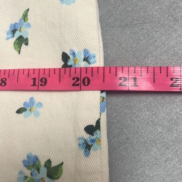 Revolve Weworewhat Ivory Blue Floral Cut Out Belted Mini Denim Skirt Large NWT - Picture 14 of 15
